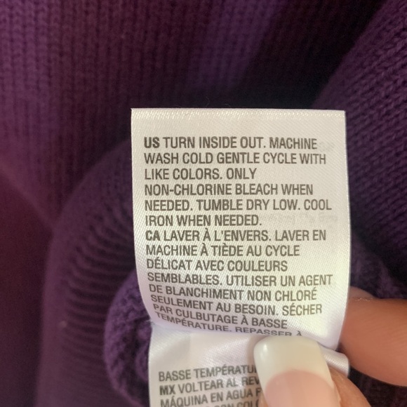 Karen Scott Plum V-neck Sweater: Size Petite L - Picture 9 of 15